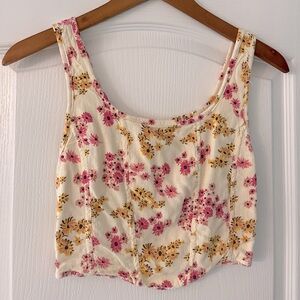 Sweet Pink & Tellow Crop Top- Size Medium